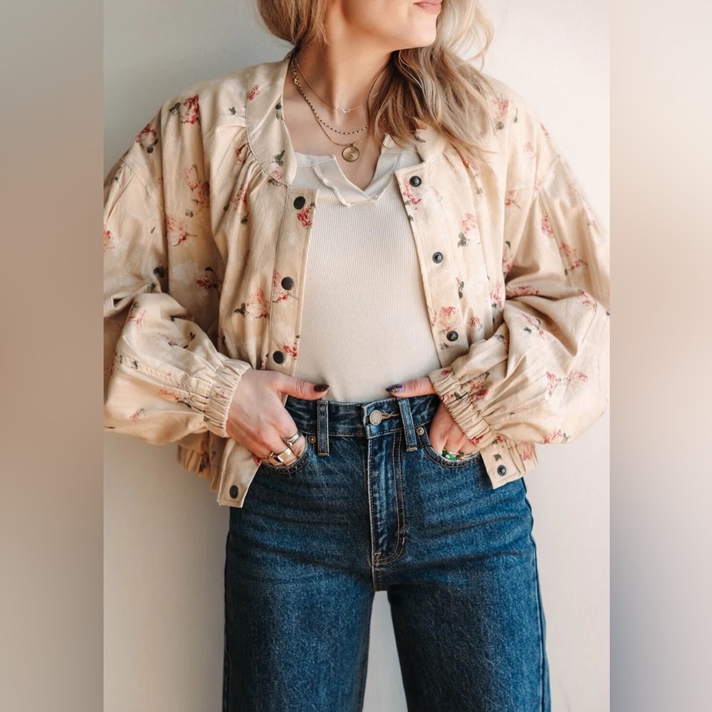 Free People Rory Floral Bomber Jacket - Picture 3 of 13